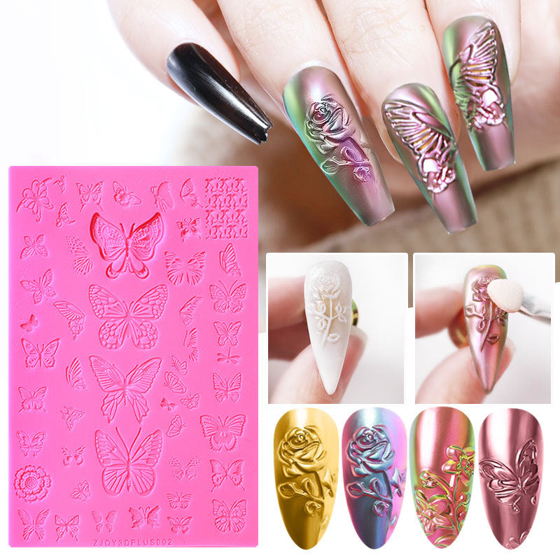 FYMB011 New Nail Art Silicone Upgraded Printing Template, Plastic Template 3D Stereo Relief