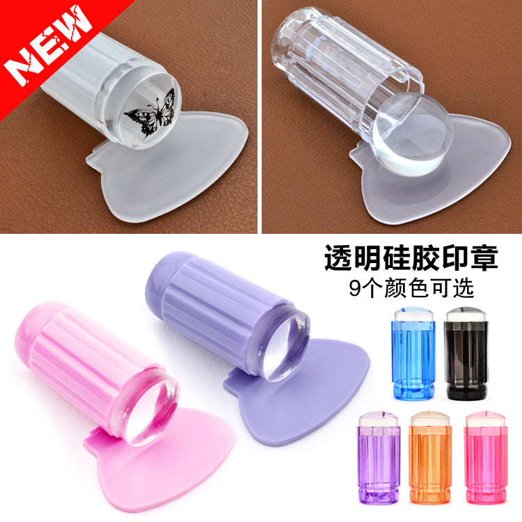 FYMA004 Nail Art New Transparent Seal, Nail Transparent Head Purple Transparent Handle Silicone Seal