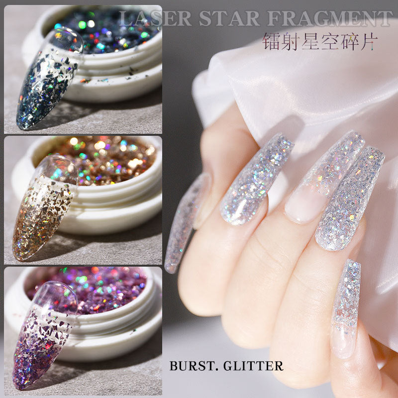 FFMB003 Irregular laser starry sky fragments sequins, nail stickers color-changing glitter