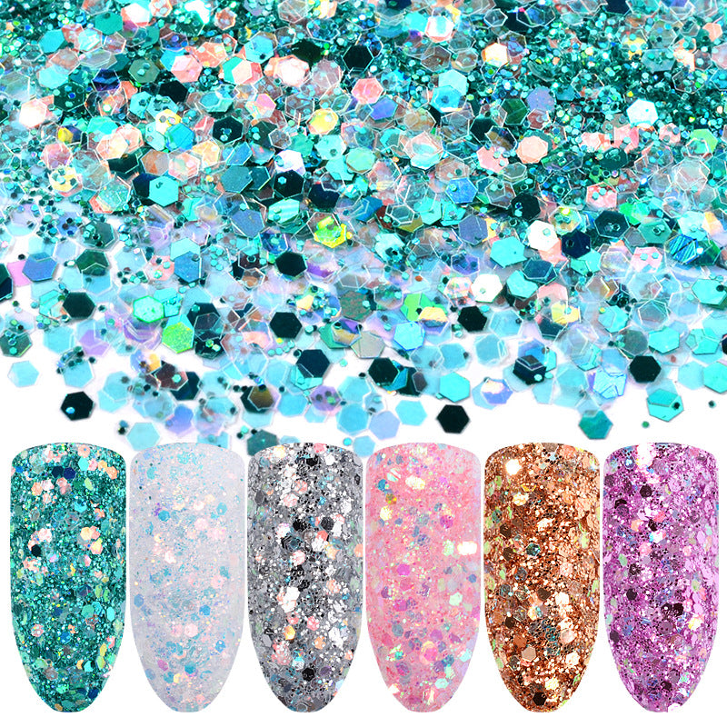 FFMB010 Nail Art Glitter Glitter, Wholesale Phototherapy Glitter, Nail Polish Decorations 6 Pack