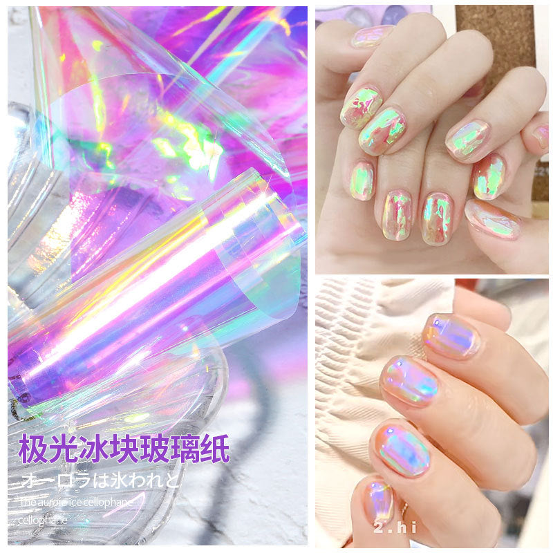 FSMB003 Manicure nail decoration, boxed, cellophane manicure laser aurora colorful cellophane