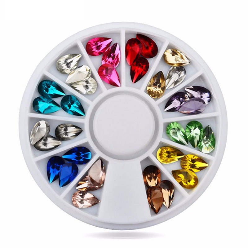 FDME012 Nail Art DIY Nail Jewelry, 6cm Drill Box, Water Drop Drill Disc, Acrylic Drill 12 Colors Decorative Disc