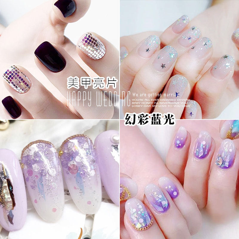 FDMC025 Nail Art Glitter Sequins, 12 Grid Long Box Jewelry Magic Blue Transparent Mermaid Sequin