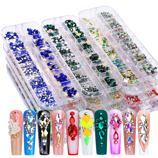 FDMC020 New 12 grid nail drill, shaped drill flat bottom rhinestone, AB nail jewelry drill nail decoration