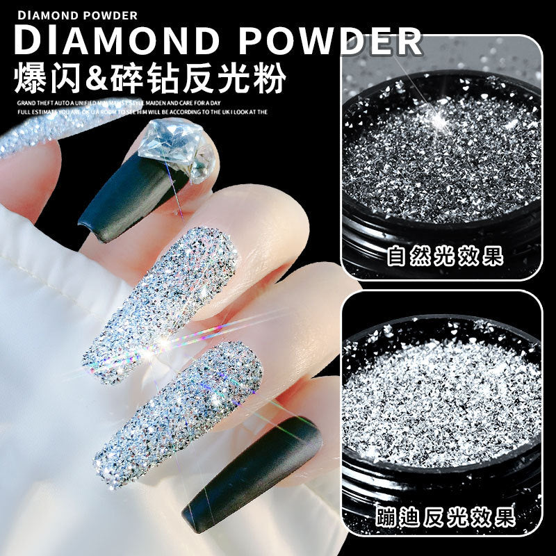 FFMA004 Nail art crystal broken drill, micro drill, flash, reflective, bounce powder, high-gloss spar glitter, nail powder