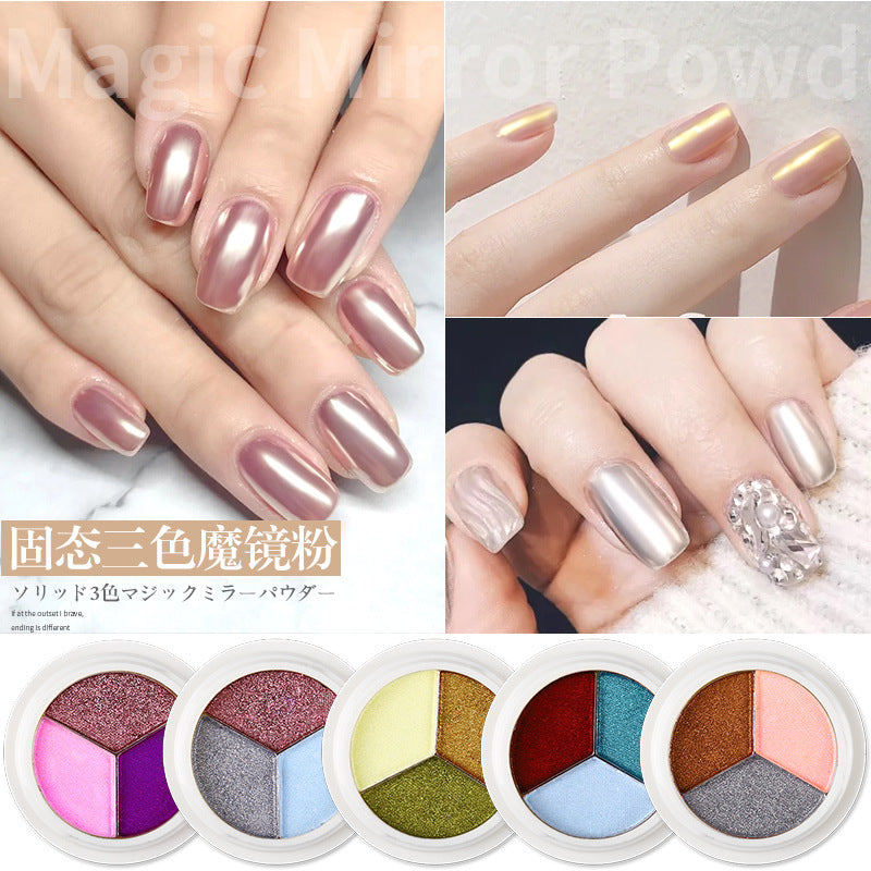 FFMA010 New nail three-color solid magic mirror powder, super bright powder, nail mirror powder, titanium powder