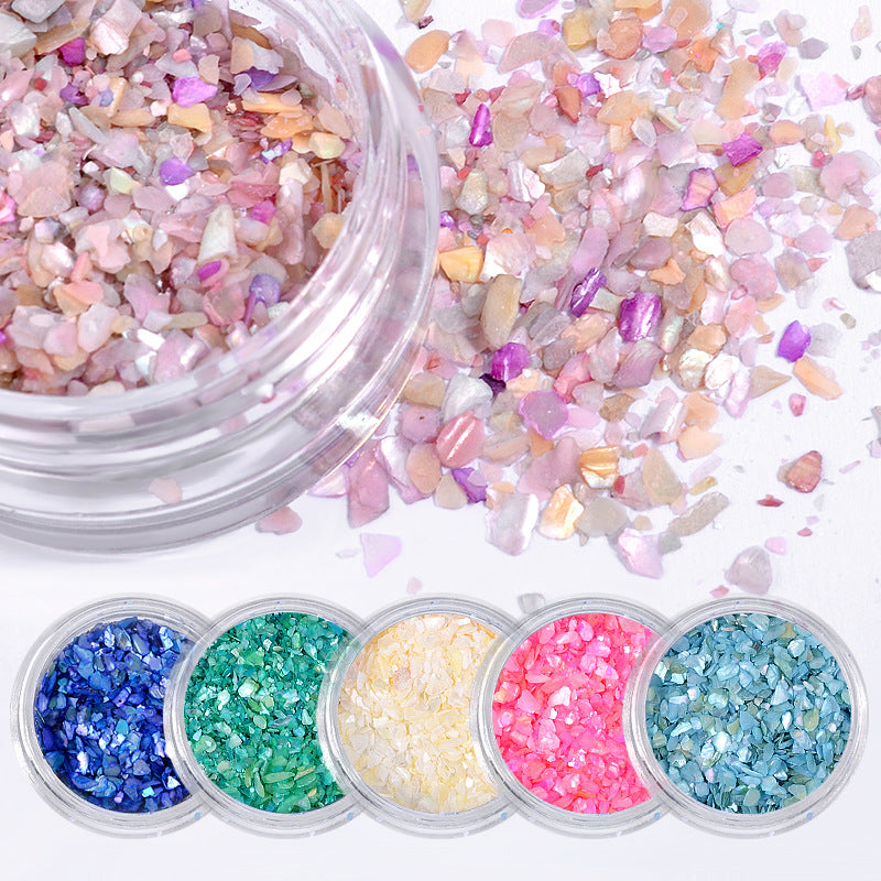 FFMB008 Nail Jewelry Set, Natural Shell Small Gravel Glitter Glitter Symphony Nail Patch Jewelry 6 Pack