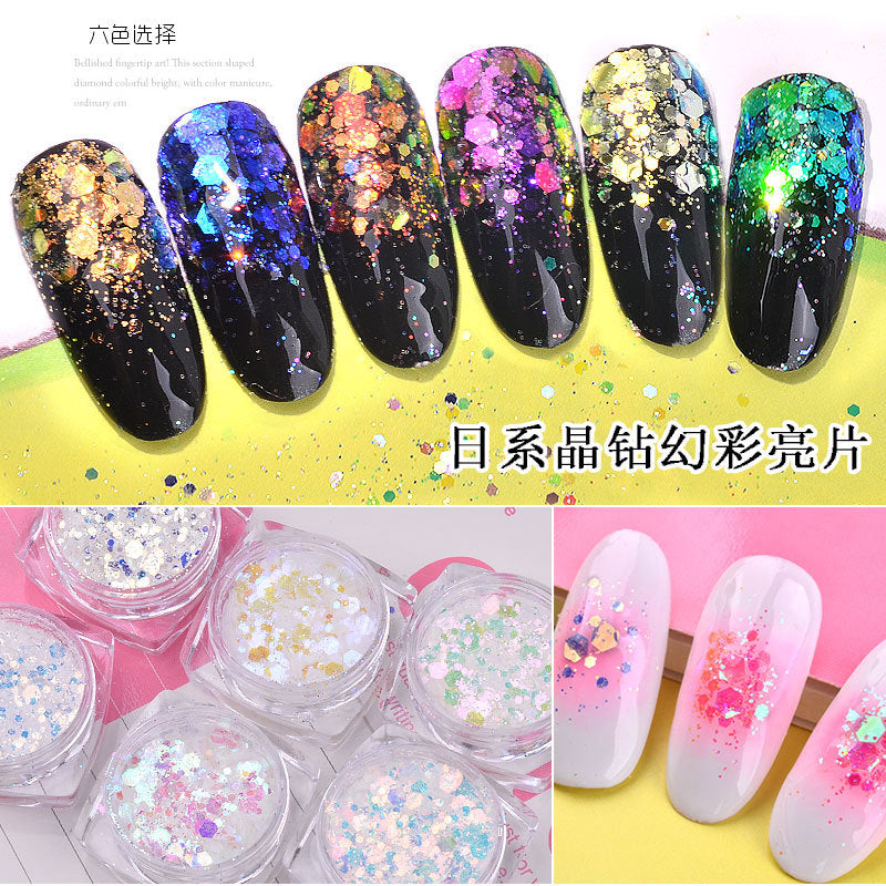 FFMB009 Nail art sequins, super glitter thickness mixed glitter powder, magic combination sequins DIY phototherapy nail decoration