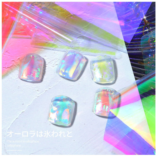 FSMB003 Manicure nail decoration, boxed, cellophane manicure laser aurora colorful cellophane