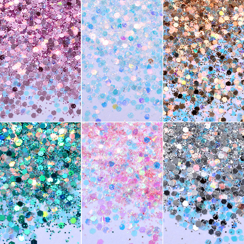 FFMB010 Nail Art Glitter Glitter, Wholesale Phototherapy Glitter, Nail Polish Decorations 6 Pack