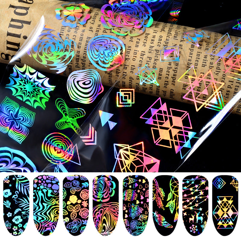 FSMA016 Nail art laser starry sky sticker, heat transfer nail decal magic starry sky paper