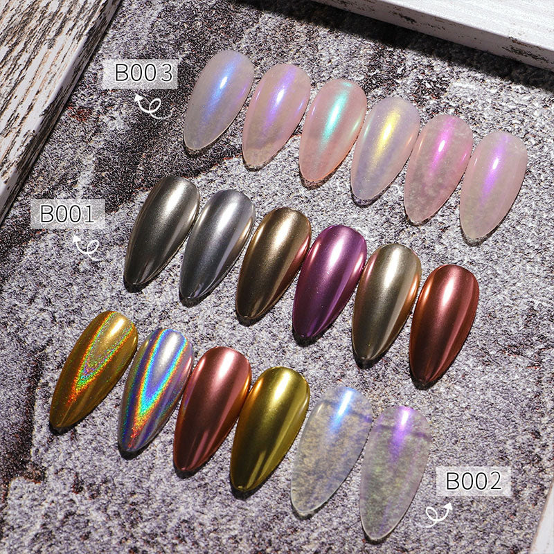 FFMA002 Nail Art New Solid Magic Mirror Powder, 6-Color Combination Set, Aurora Powder, Solid Magic Mirror Powder, Solid Fairy Powder