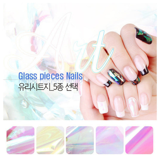 FSMB011 Nail Light Stickers, Broken Glass Symphony Paper, Irregular Mirror Platinum Paper