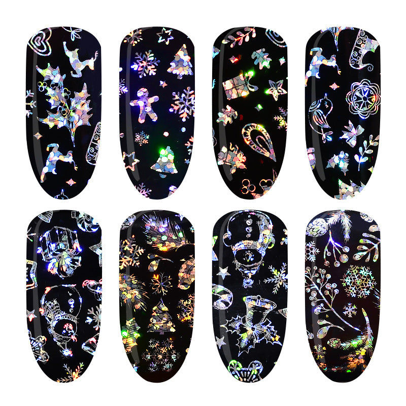 FSMA021 Hot selling nail art Christmas starry sky stickers, heat transfer stickers Christmas snowflake stickers 4 mixed