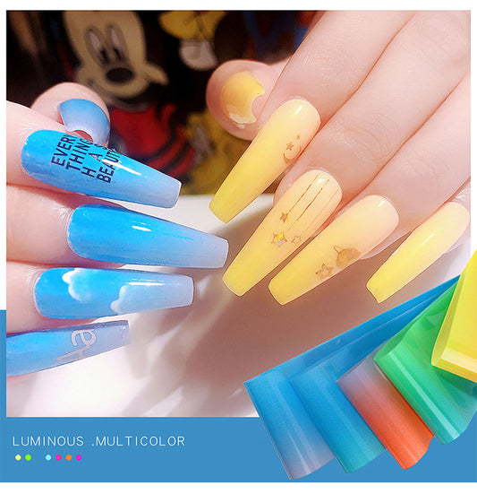 FSMA020 New nail art fluorescent transfer paper set, colorful fluorescent star paper nail stickers 4*100cm