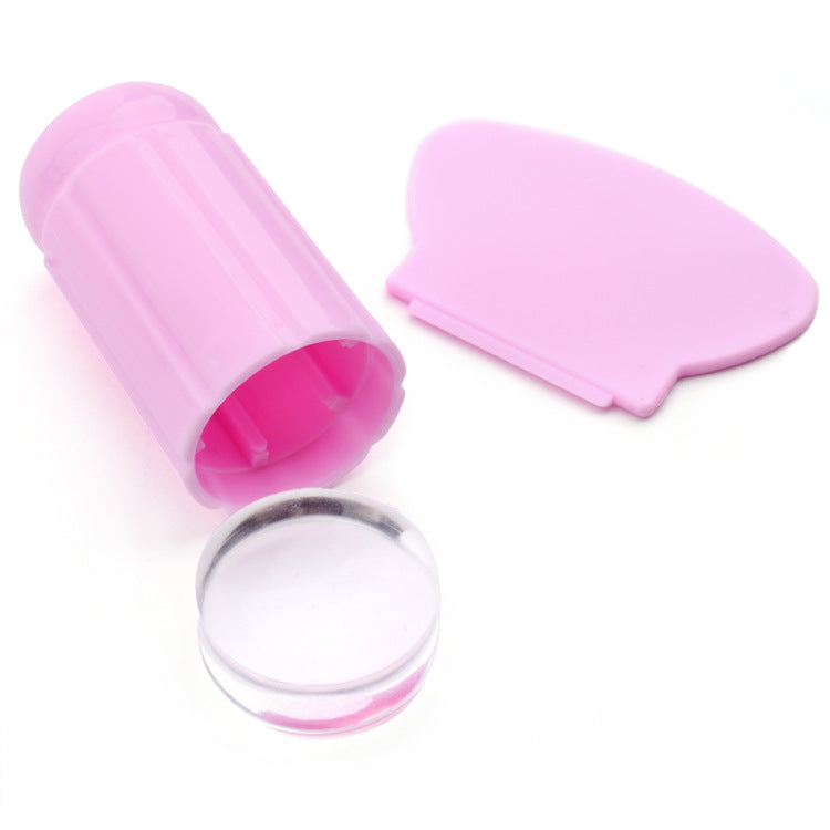 FYMA004 Nail Art New Transparent Seal, Nail Transparent Head Purple Transparent Handle Silicone Seal