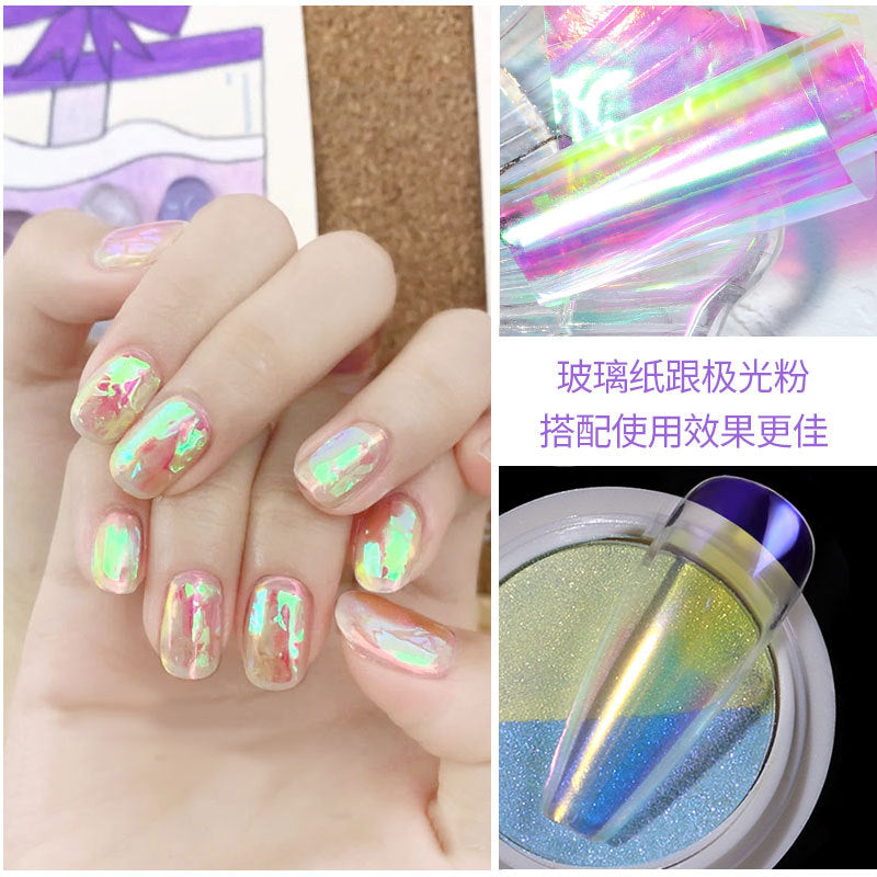 FSMB003 Manicure nail decoration, boxed, cellophane manicure laser aurora colorful cellophane