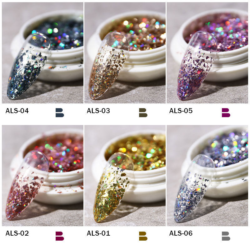 FFMB003 Irregular laser starry sky fragments sequins, nail stickers color-changing glitter