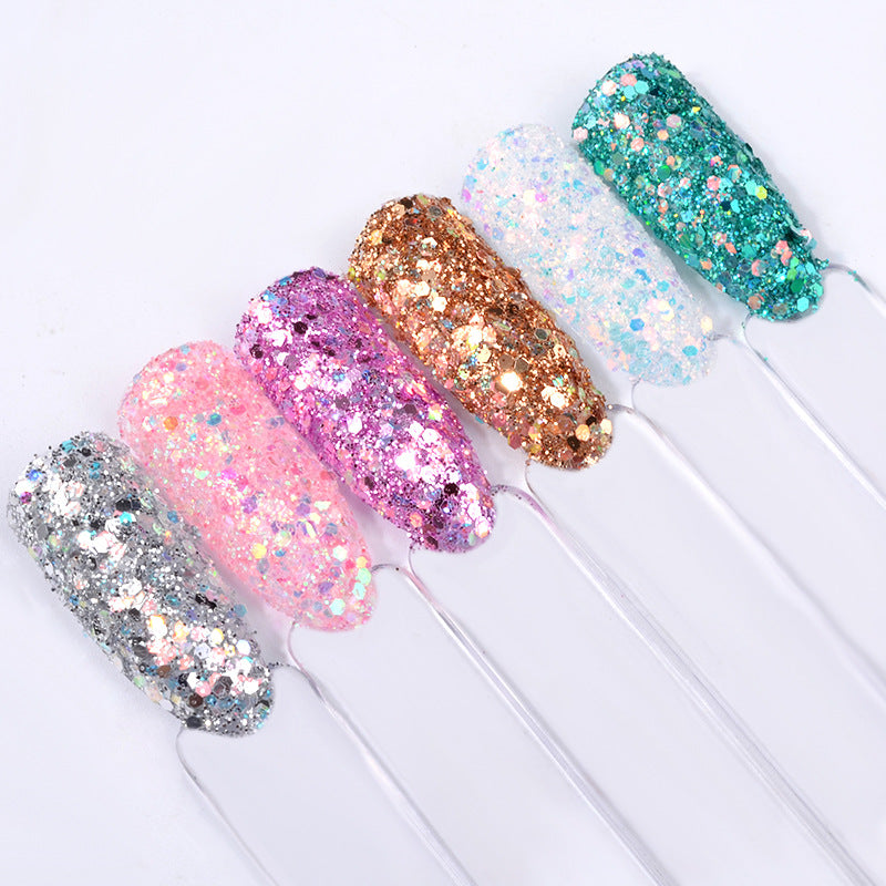 FFMB010 Nail Art Glitter Glitter, Wholesale Phototherapy Glitter, Nail Polish Decorations 6 Pack