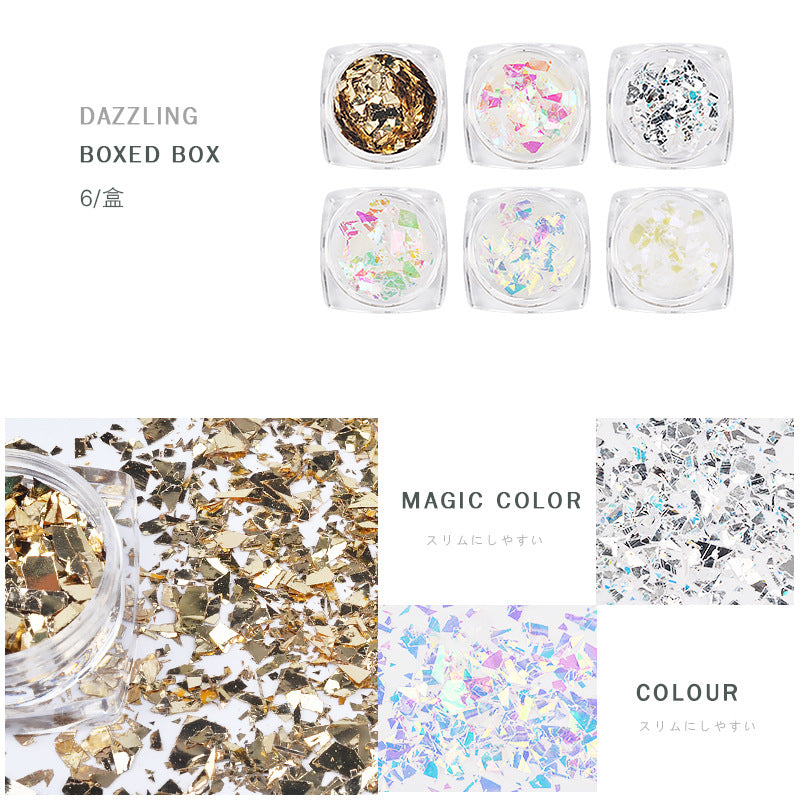 FSMB005 Nail Art Accessories Glass Fragments, New Irregular Gold Foil Tin Foil, Symphony Nail Sequins