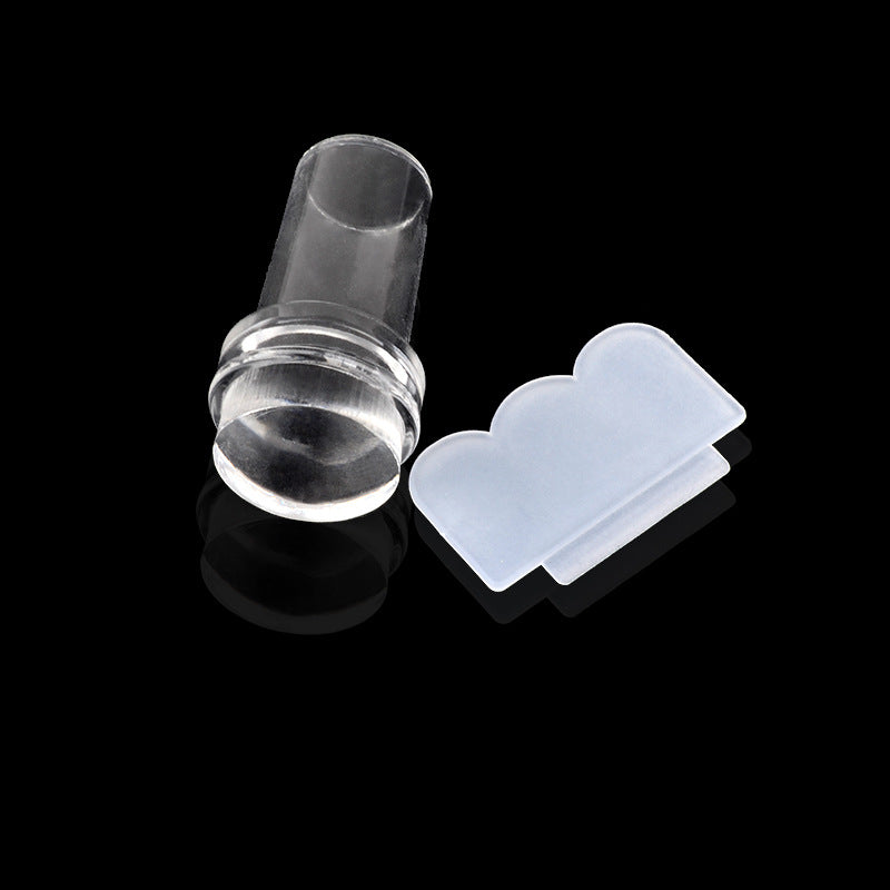 FYMA008 Nail art new transparent seal, nail transparent handle seal head, flower scraper 2.4cm print head