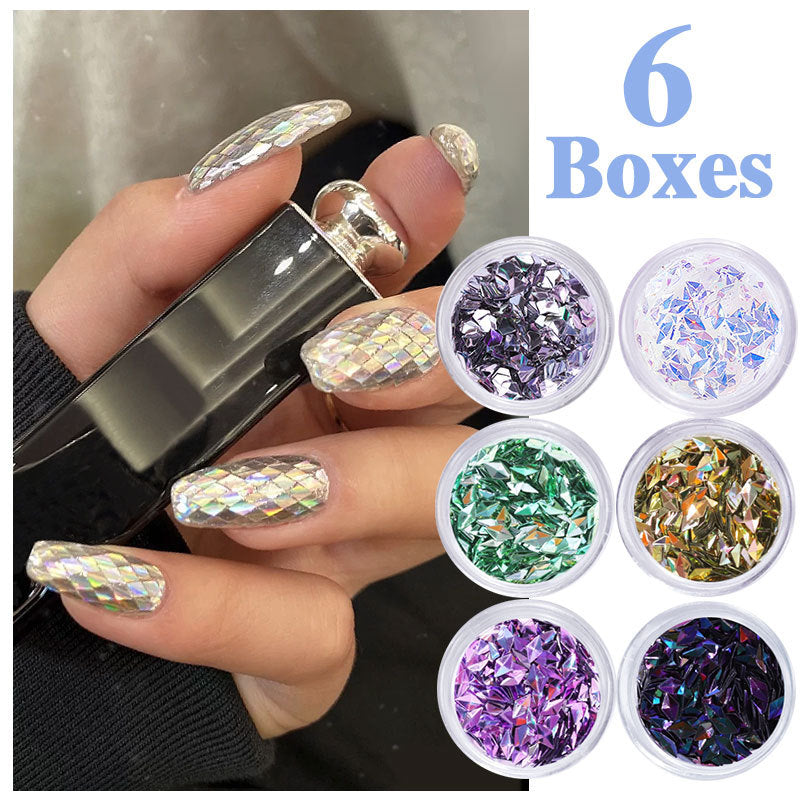 FFMB011 Hot Nail Sequins, Gold and Silver Glitter Heart Butterfly Patch Set