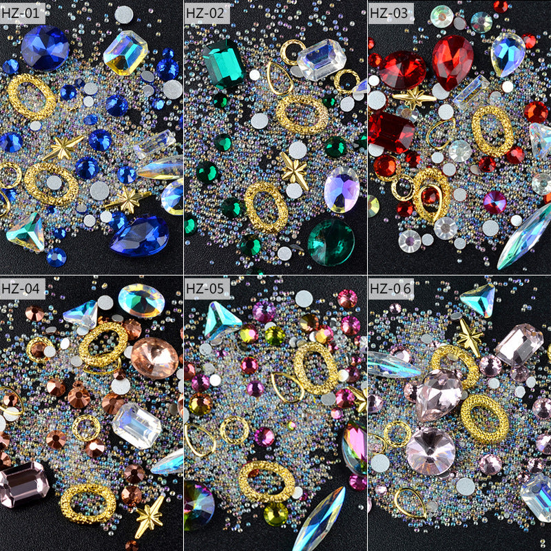 FDMC017 New nail jewelry diamond jewelry, pointed bottom shaped drill, transparent AB rhinestone, crystal glass diamond jewelry bead mix