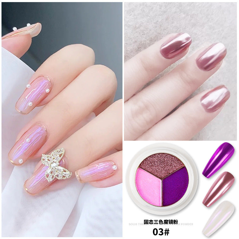 FFMA010 New nail three-color solid magic mirror powder, super bright powder, nail mirror powder, titanium powder