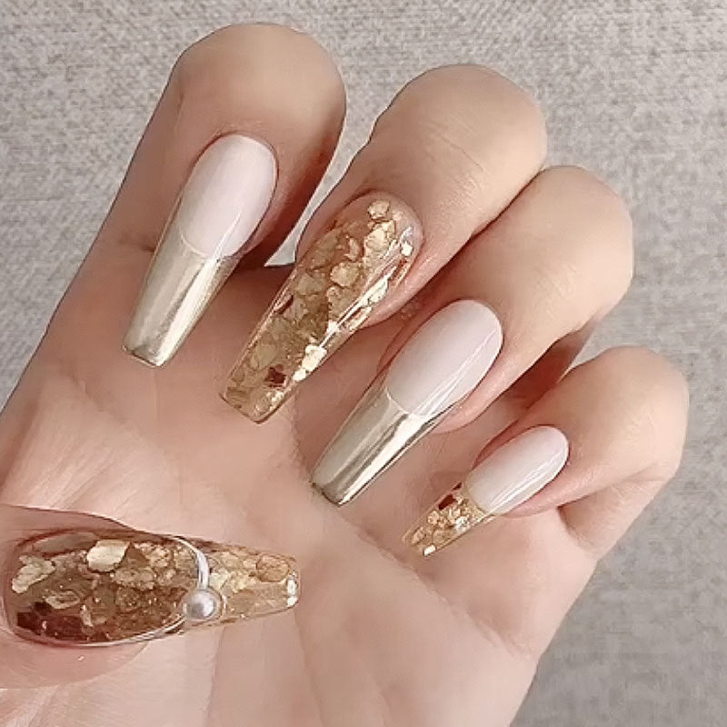 FFMB002 Nail Art Metal High Shine Mineral Copper Gold Flakes Thin Fragments, Irregular Mica Flakes Nail Set