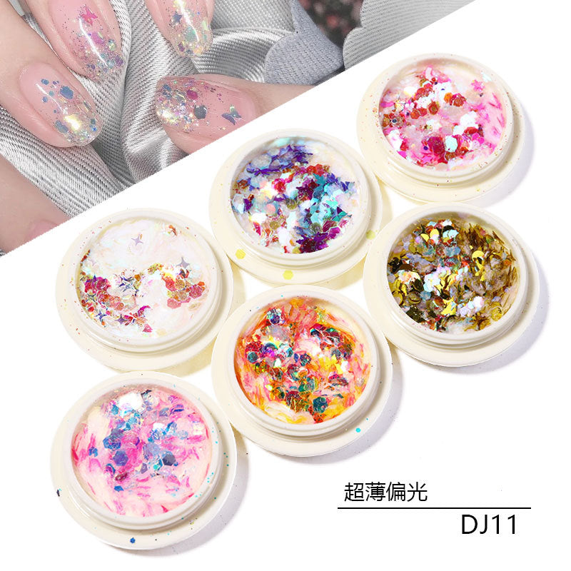 FFMB017 Nail Fairy Eye Sequins, Eye Makeup Sequins, Bright Gradient Nail Glitter Sequins Laser Loose Powder, 6 Pack