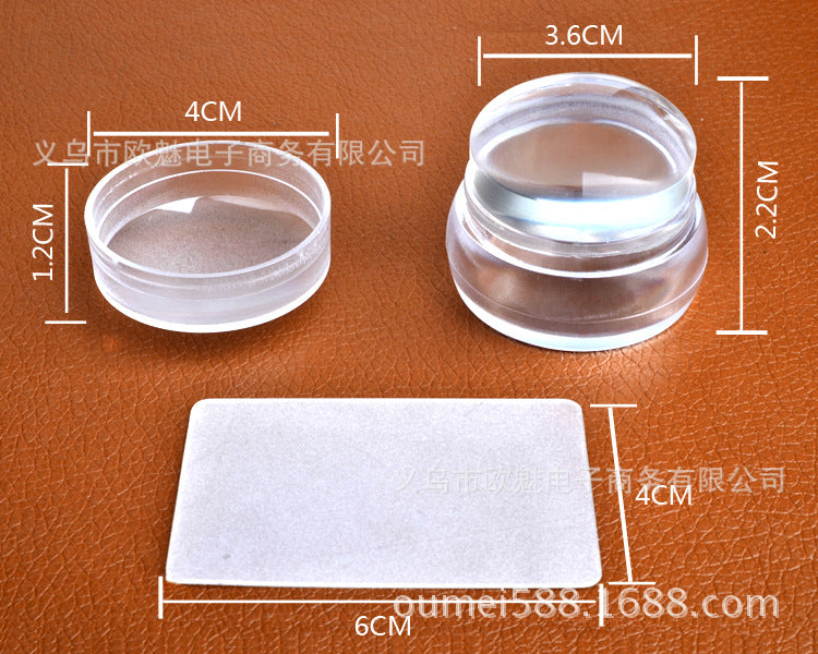 FYMA007 Nail printing tool, transparent stamp head milky white, chess piece size stamp 3.5cm silicone