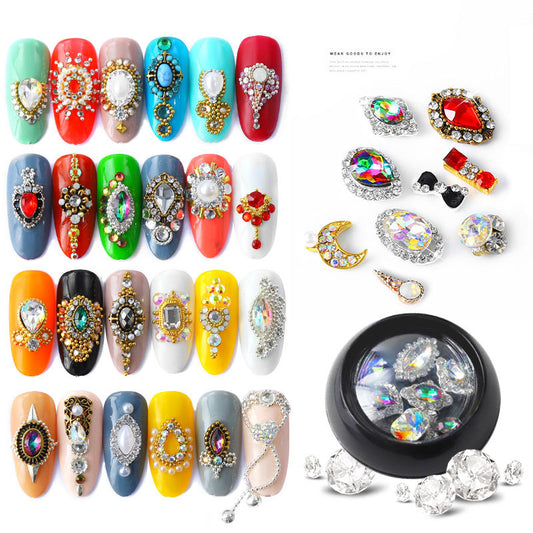 FDMC018 Nail Art Alloy Jewelry, DIY Nail Decoration, Rhinestone Bow, Colorful Jewelry Accessories Bottled