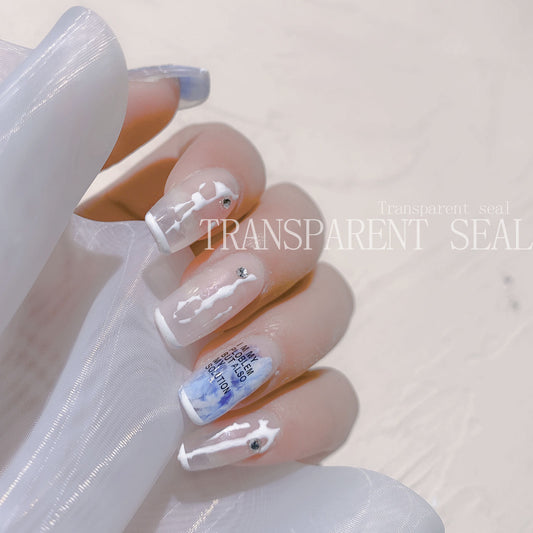 FYMA002 Nail Art New Transparent Double Head with Cover Seal, Full Transparent Handle Transparent Print Head Silicone Seal