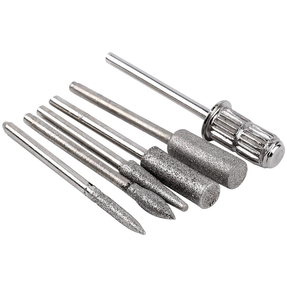 FMT023 Drill Bits six-piece set Stainless steel white sand sand ring set Armor removal grinding head manicure tool