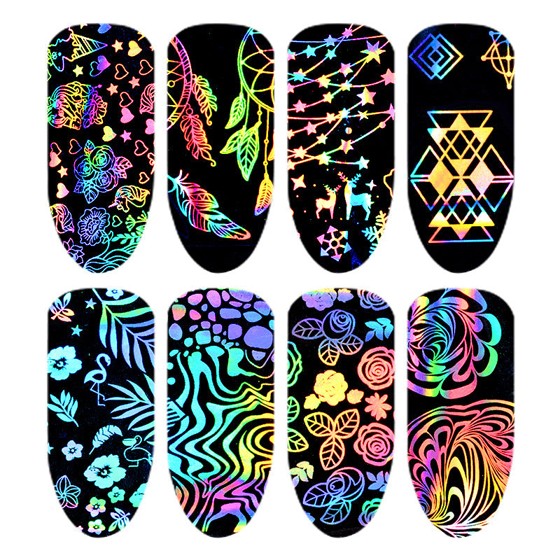 FSMA016 Nail art laser starry sky sticker, heat transfer nail decal magic starry sky paper