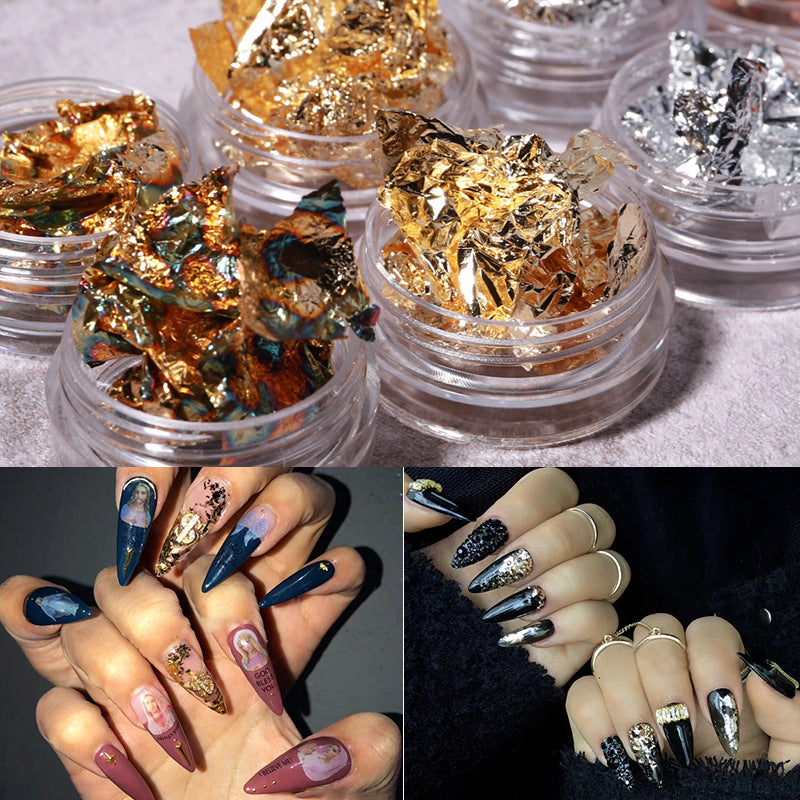 FSMB012 Nail art ultra-thin gold and silver foil paper, 12 grid nail art gold and silver foil, color foil set