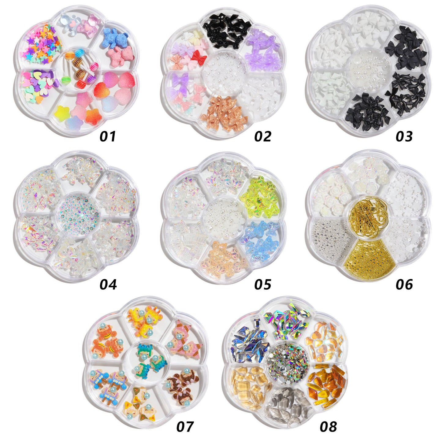 FDMB001 Nail accessories, flower bows, aurora, patch bears, rhinestones, pearl mix, nail decoration, diamond sequins