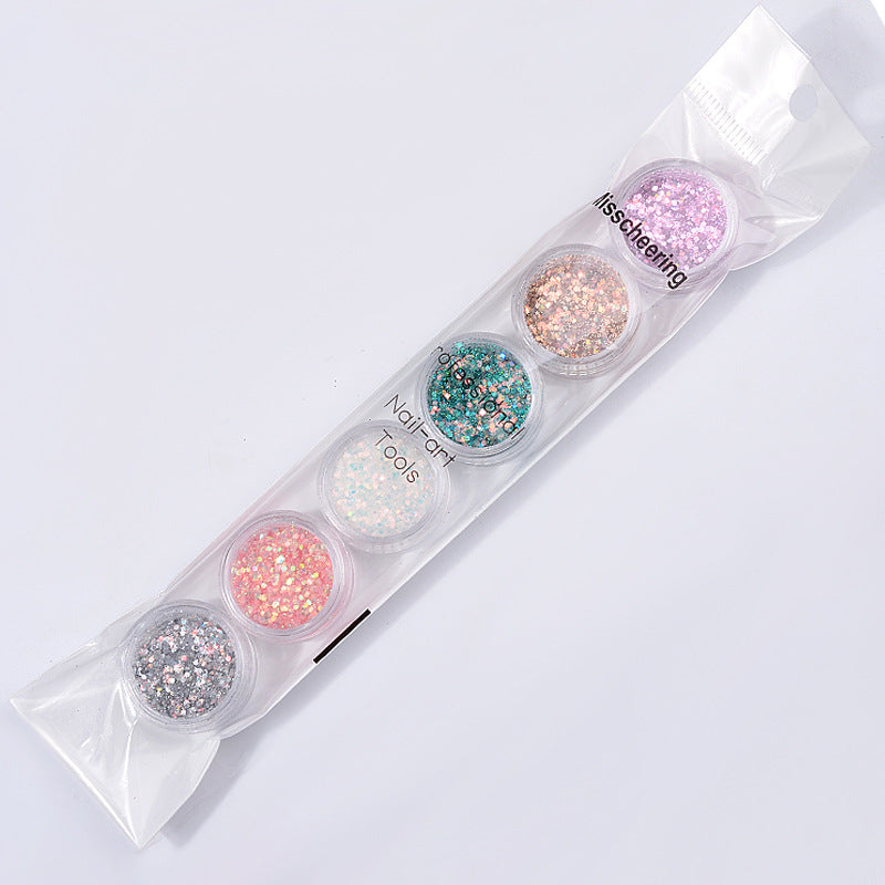 FFMB010 Nail Art Glitter Glitter, Wholesale Phototherapy Glitter, Nail Polish Decorations 6 Pack