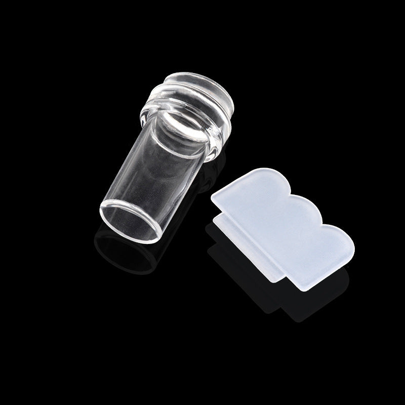 FYMA008 Nail art new transparent seal, nail transparent handle seal head, flower scraper 2.4cm print head