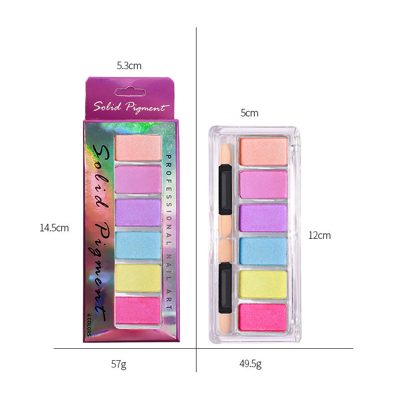 FFMA002 Nail Art New Solid Magic Mirror Powder, 6-Color Combination Set, Aurora Powder, Solid Magic Mirror Powder, Solid Fairy Powder