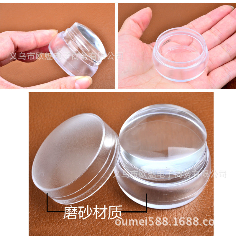 FYMA007 Nail printing tool, transparent stamp head milky white, chess piece size stamp 3.5cm silicone