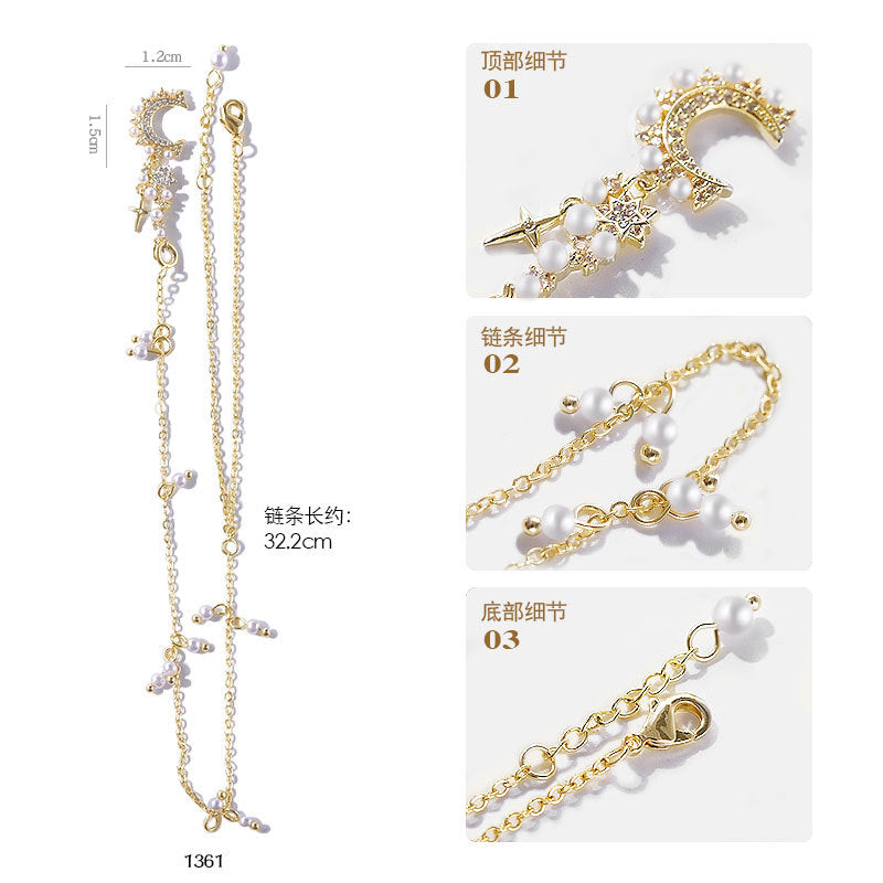 FDMB009 Zircon wholesale light luxury, manicure zircon, cupid pearl jewelry with wings beating heart