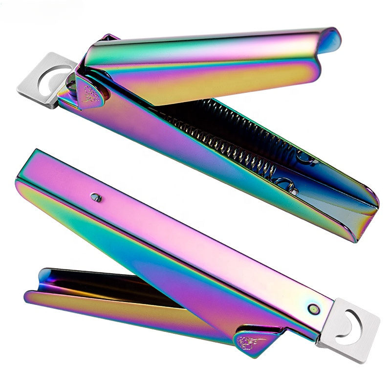 NNC004  Stainless Steel UV Gel False Nail Tips Trimmer Edge Cutter Nail Art Clipper Manicure Tools U Rainbow Gold Silver color