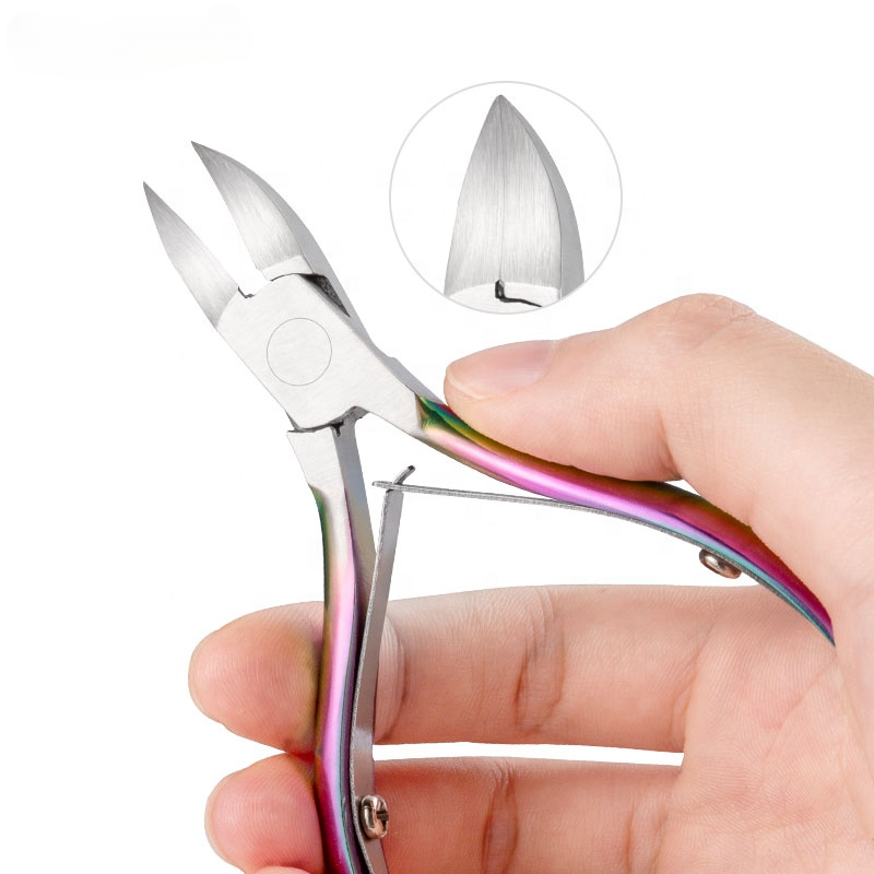 NNC002  High Quality Stainless Steel Rainbow Nail Art Cuticle Nipper Dead Skin Remover Cutter