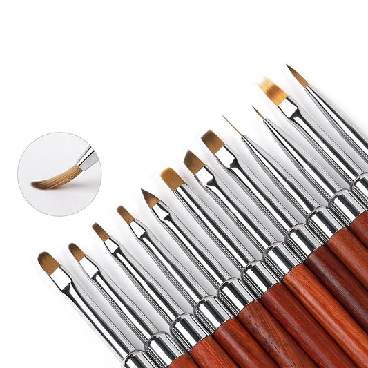 NBR032  Supply new high-quality nail brush with mahogany handle Carved Nail Art Painting Pen Nail Phototherapy Pen brush