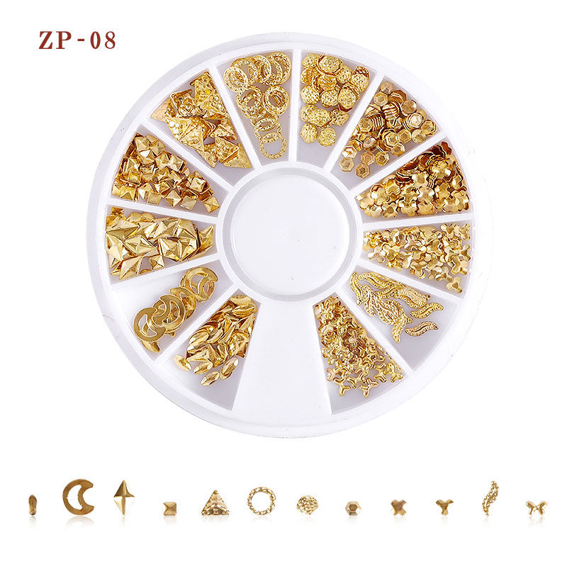 NRD007 3d Ocean Nail Art Studs Gold Charms Summer Sea Metal Alloy Rivets Shell Starfish Hollow Star decoration nails