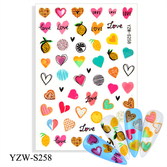 NS5D005  New Valentine's Day Love Flower Red Lip Sticker Nail Decoration