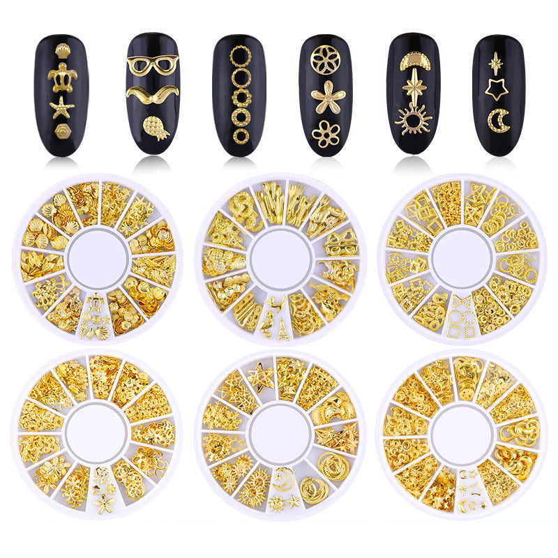 NRD003 3d Ocean Nail Art Studs Gold Charms Summer Sea Metal Alloy Rivets Shell Star Starfish Hollow Star decoration nails