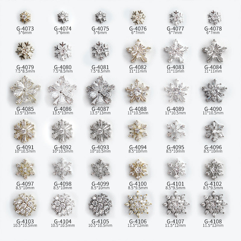 NZJ040  Christmas Nail Art Zircon Charms 3D Snowflake Nail Glitter Sticker Supplies Accessories Shiny Xtmas Nail Rhinestones Jewelry