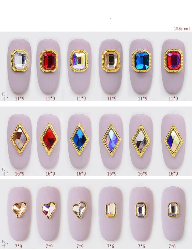 NRS007  ForLife 6 Grid Pack Flatback Nail Art Crystal Rhinestones Zircon Decorations 3d Alloy Retro Nail Accessories DIY tools